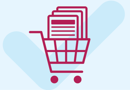 illustration of a shopping cart with a check mark in the background