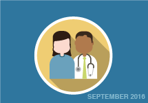 Illustration of patient and doctor. September 2016