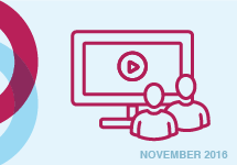 Illustration of two people and computer screen. November 2016 webinar