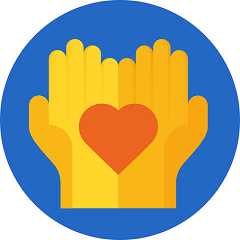 graphic of hands holding a heart, as if offering to someone