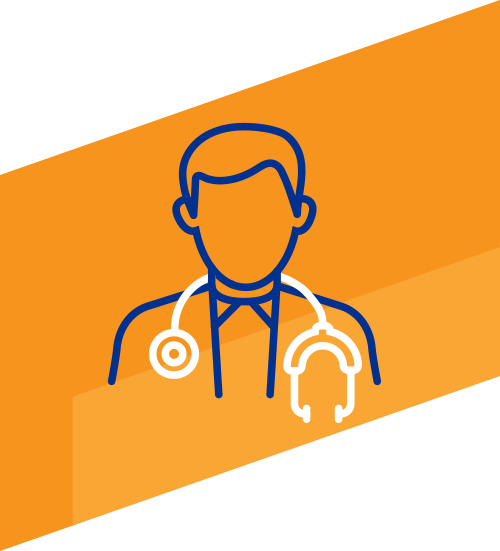 Graphic of a man with a stethoscope hanging around his neck