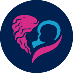 Birthing Friendly Designation Logo Small - pink logo of mother and child in the shape of a heart