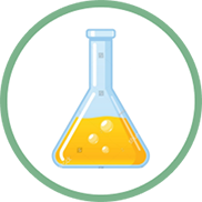 Colorful icon representing a beaker with liquid