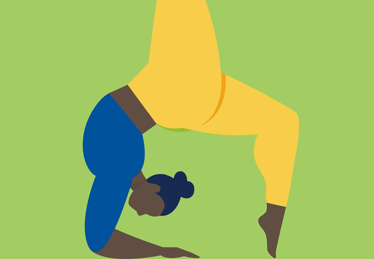 Drawing of a woman in a yoga pose