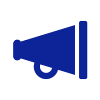 Blue icon representing a megaphone